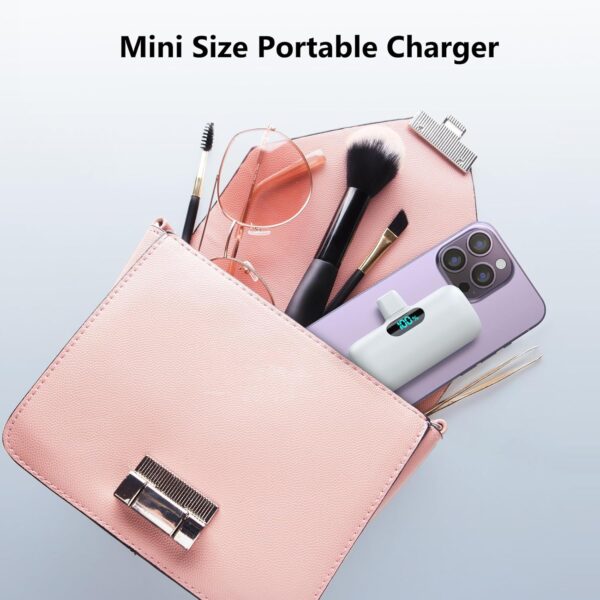 [2 Pack] Samll Portable Charger for iPhone 16/15 Series, 5000mAh 3A PD USB C Power Bank, Mini LCD Display Battery Pack Compatible with iPhone 16/16 Plus/16 Pro/15 Pro Max,Samsung,Android/Moto/LG etc - Image 5