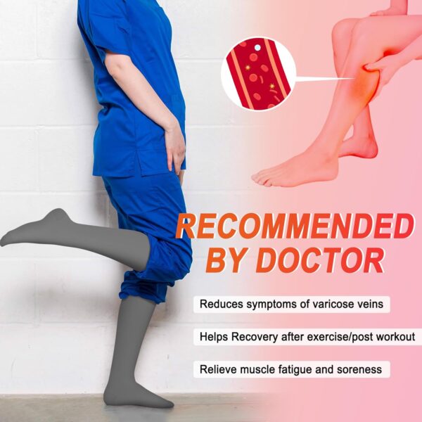 Iseasoo 4 Pairs Compression Socks for Women Circulation-Best Support for Nurses,Running,Athletic,Travel - Image 3
