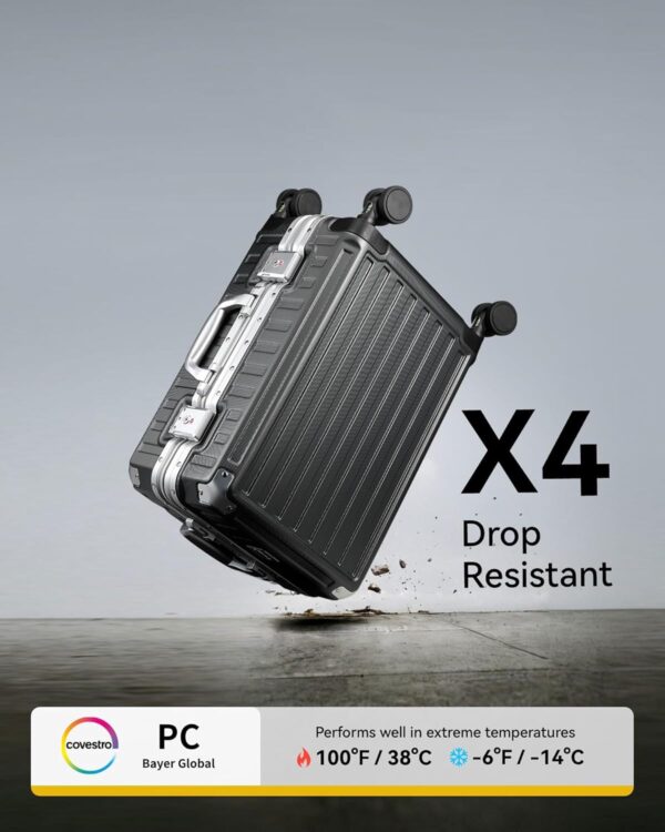 LUGGEX Checked Suitcase with Spinner Wheels, 28 Inch Aluminum Frame Zipperless Polycarbonate Hard Shell Suitcase, Charcoal Metallic - Image 6