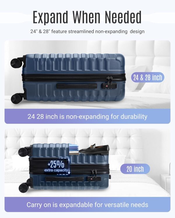 LIGHT FLIGHT Luggage Sets, 3 Piece Durable Suitcase Set with Spinner Wheels, 3 Pcs Hardside Lightweight luggage with TSA Lock, Large Checked Travel Suitcases, 20/24/28 Inch, Royal Blue - Image 7