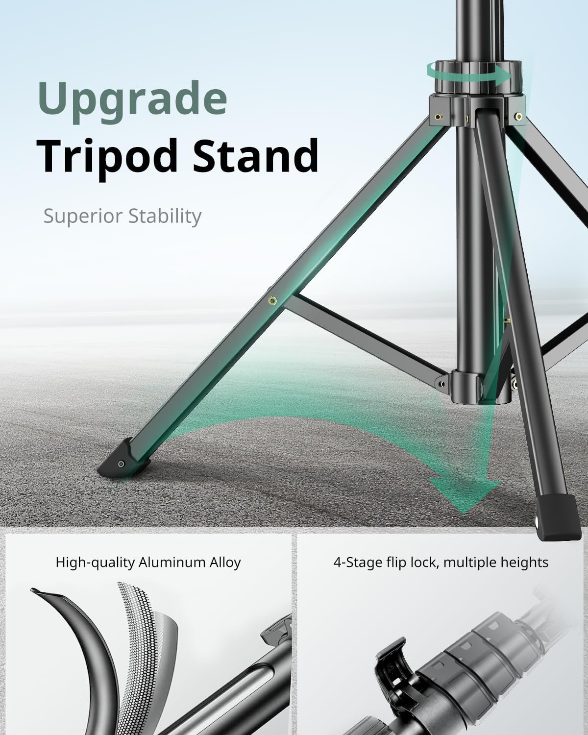 SENSYNE 62" Phone Tripod & Selfie Stick, Extendable Cell Phone Tripod Stand with Wireless Remote and Phone Holder, Compatible with iPhone Android Phone, Camera - Image 4