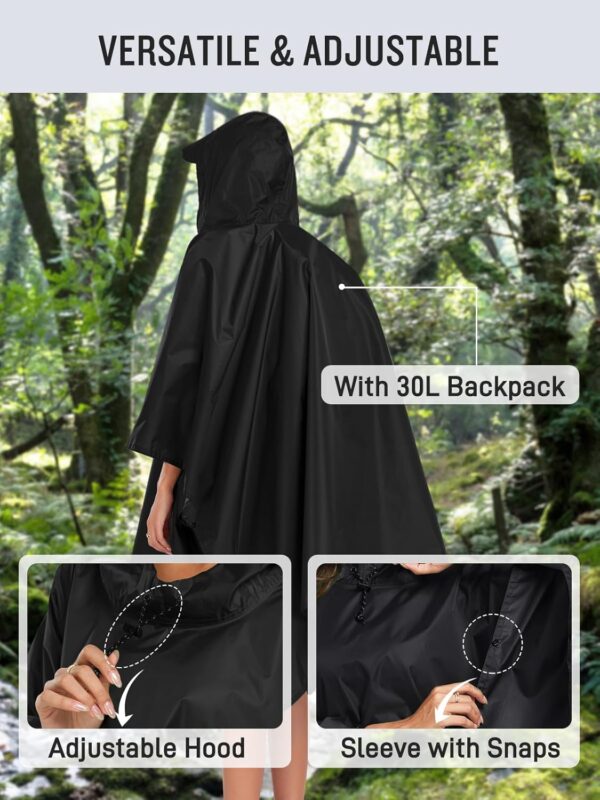 SaphiRose Hooded Rain Poncho Waterproof Raincoat Jacket for Men Women Adults - Image 7