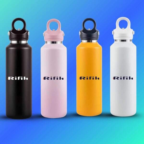 Stainless Steel Insulated Water Bottles 20 oz Metal Water Bottle - AUTOMATIC LID OPENING BY PRESSING WITH TWO FINGERS - Wide-mouth metal insulated bottle for hot and cold drinks. BPA-free. - Image 4