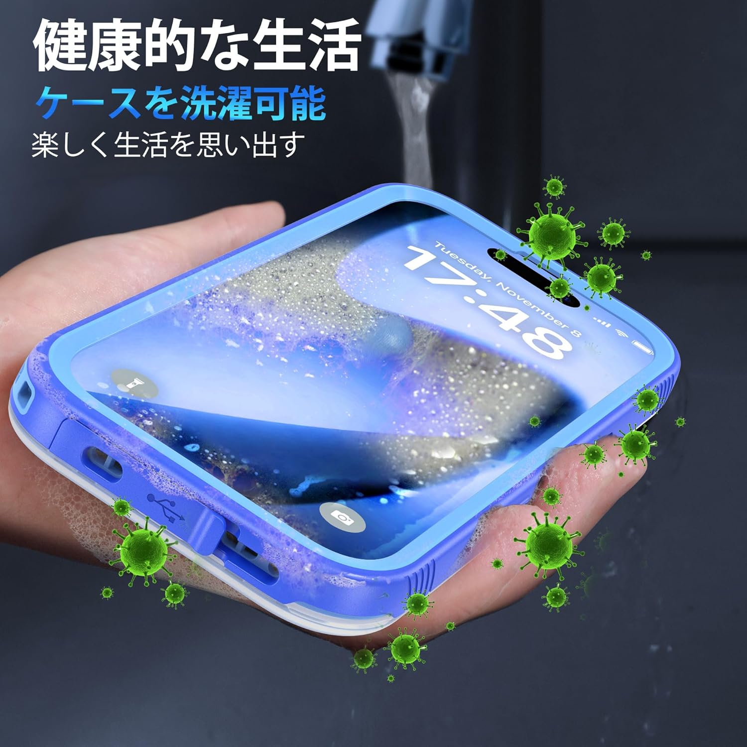 SPORTLINK for iPhone 17 Pro Max Waterproof Case - Shockproof Dustproof Case with Built-in Screen Protector, Full Body Heavy Duty Sealed Protective Cover for iPhone 17 Pro Max 6.9" Blue/Frosted Clear - Image 4