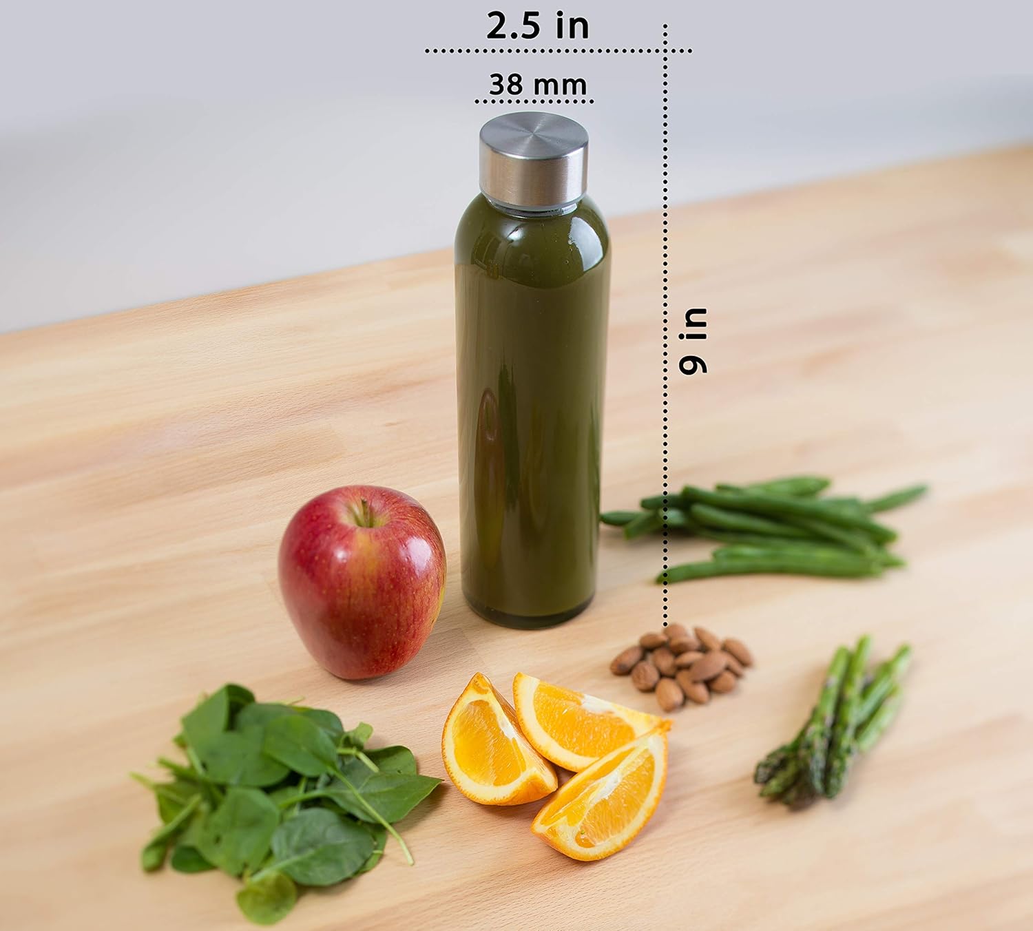Epica Clear Glass Bottles with Lids, 18oz Resuable Glass Water Bottles for Juicing with Stainless Steel Cap to store Milk, Smoothie, etc., 100% Leak Proof, Durable and Dishwasher Safe (Set of 6) - Image 8