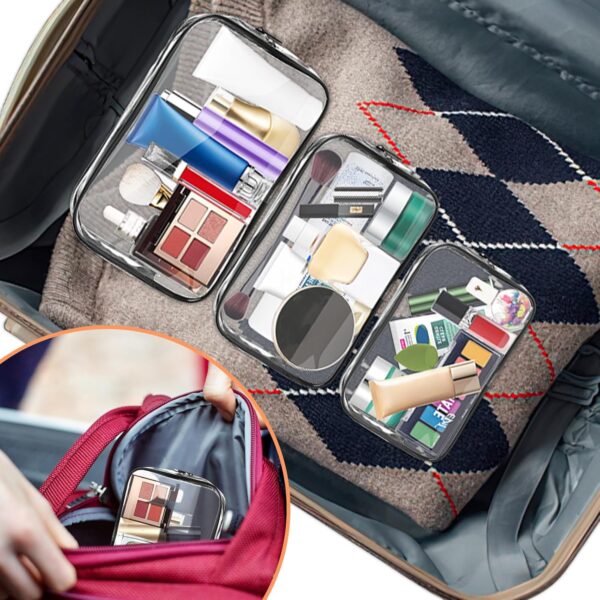 AURUZA 4 Pack Clear Toiletry Bag, Portable Travel Makeup Pouch with Zipper, TSA Approved Organizer, PVC Cosmetic for Airport Airline Compliant - Image 8