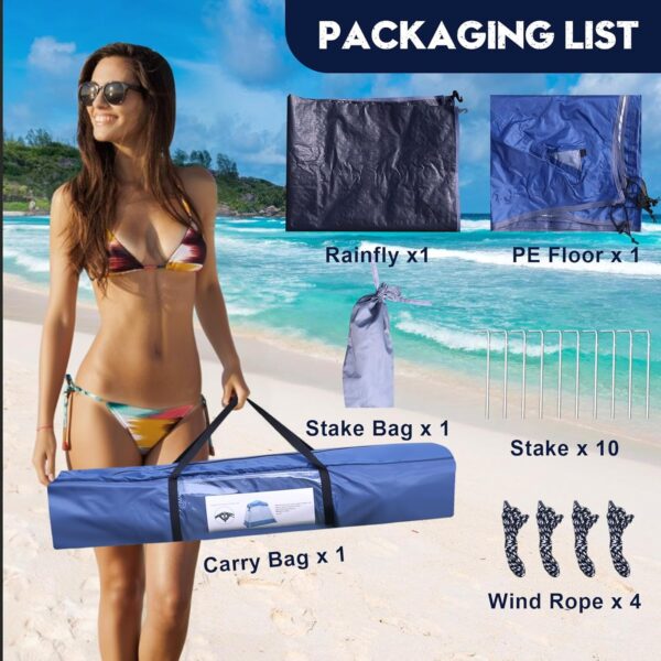 2-Room Camping Shower Tent, Instant Pop-up Privacy Shelter, Extra Large Changing Room & Toilet Tents with Ventilation, Portable Outdoor Shower with Rainfly & Floor for Dressing, Hiking, Beach, Fishing - Image 8