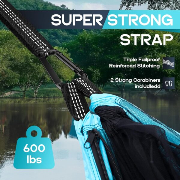 Camping Hammock Mosquito Net,Double & Single Portable Hammocks Hammocks with 2 Tree Straps,Hammock Tent for Travel Camping,Camping Accessories for Indoor Outdoor Hiking Backpacking Backyard Beach - Image 6