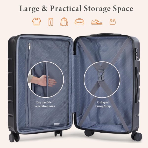 Sweetcrispy Carry on Luggage,Hard Shell Expandable Double Spinner Rolling Wheels Suitcase,TSA Lock, Bronze Black, 20 Inch - Image 6