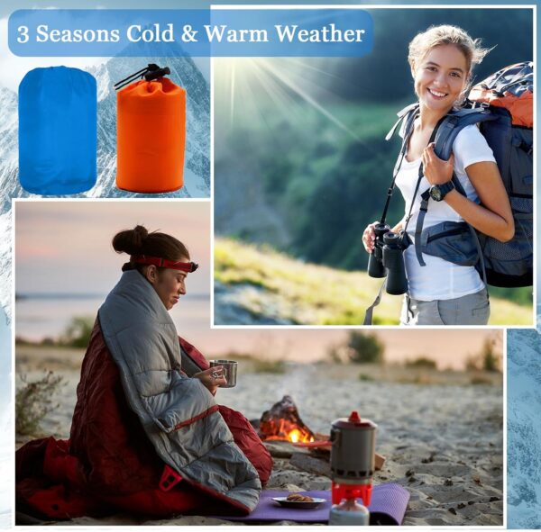 Macarrie 12 Pcs Hiking Gear Set, Include 6 Sleeping Bags for Adults Teens Kids with Compression Sack, 6 Emergency Sleeping Bags for Camping Hiking Homeless Supplies - Image 5