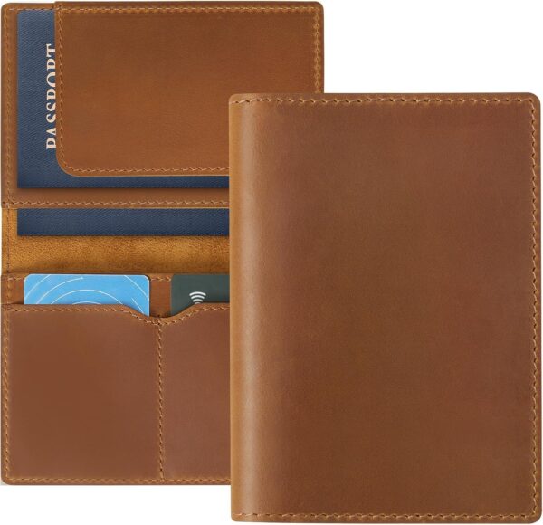 Jack&Chris Leather Passport Holder, Handmade Passport cover, Travel Wallet Cover Case for Men and Women, Leather Travel Documents Organizer Protector, JC107 - Image 2