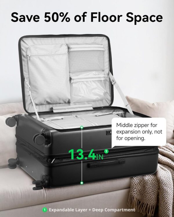 LUGGEX 28 Inch Luggage with Spinner Wheels, Expandable PC Hard Shell Checked Suitcase with Front Opening, Lightweight (Charcoal Metallic, 28 Inch) - Image 5