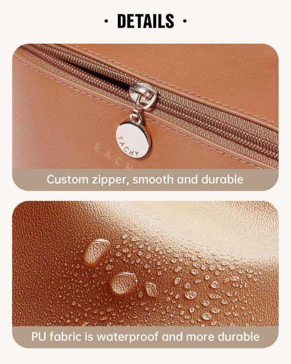 EACHY Travel Makeup Bag,Large Capacity Cosmetic Bags for Women,Waterproof Portable Pouch Open Flat Toiletry Bag Pattern Makeup Bag - Image 6