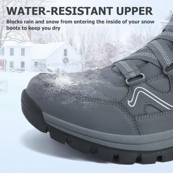 Moodeng Mens Winter Boots Casual Lightweight Snow Boots Warm Fur Lined Hiking Boots Water-Resistant Comfortable Ankle shoes Outdoor Walking - Image 4