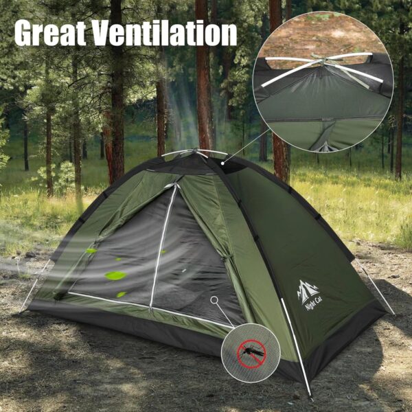 Night Cat Backpacking Tent for One 1 to 2 Persons Lightweight Waterproof Camping Hiking Tent for Adults Kids Scouts Easy Setup Single Layer 2.2x1.2m - Image 6