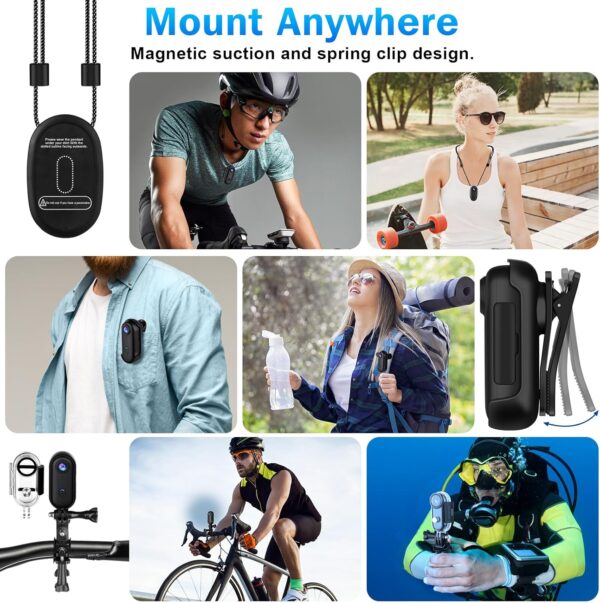 i3 4K Thumb Action Camera, Tiny Size, Mount Anywhere, Small Body Camera with Spring Clip, Portable Vlogging, Hands-Free POV Recording, Helmet Cam for Cycling, Motorcycle (64G-Card, Black) - Image 5