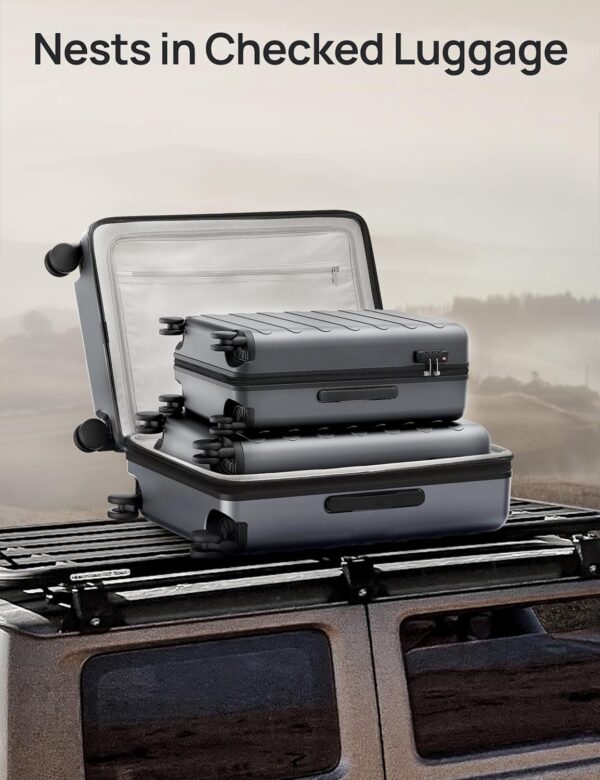 NINETYGO Luggage Sets 2 Piece, Carry On Luggage Airline Approved, Large Checked Luggage with Smooth Spinner Wheels, Expandable, Hard Shell PC Suitcase Sets, TSA Approved, 20in/28in (Grey, Rhine Max) - Image 8
