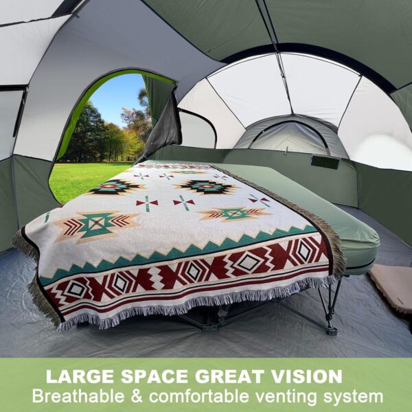 CAMPROS CP Tent 8 Person Camping Tents, Weather Resistant Family Tent, 5 Large Mesh Windows, Double Layer, Divided Curtain for Separated Room, Portable with Carry Bag - Image 6