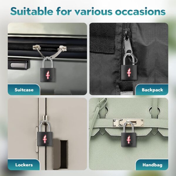 4 Pack Neon Square TSA Approved Luggage Locks with Key for Suitcase Carry On Backpack Laptop Bag Travel Accessories - Image 6