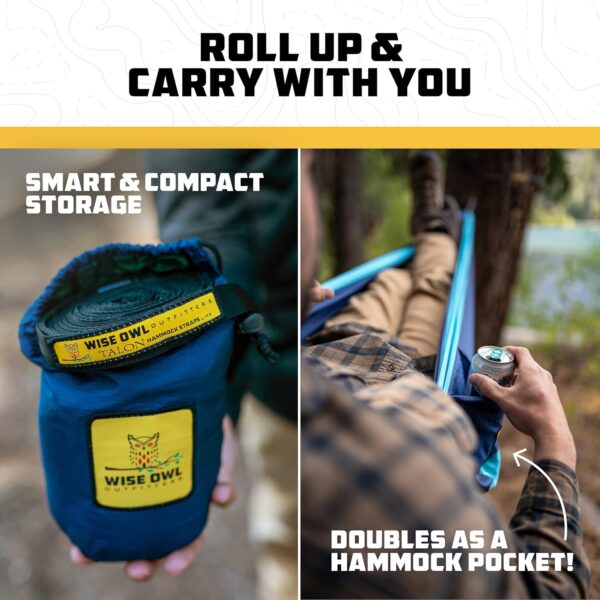 Wise Owl Outfitters Camping Hammock – 500lbs Portable Hammock with Tree Straps - Travel, Backpacking, Hiking, Outdoors Camping Gear - Single or Double - Image 5