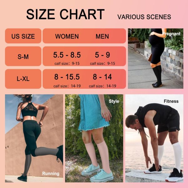 Iseasoo 4 Pairs Compression Socks for Women Circulation-Best Support for Nurses,Running,Athletic,Travel - Image 7