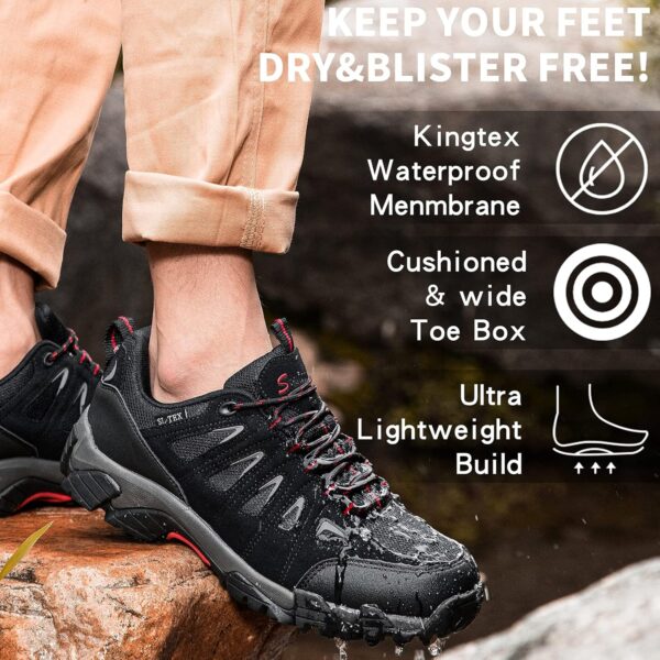 SHULOOK Men's Waterproof Hiking Shoes Lightweight Anti Slip Outdoor Ankle Boots Breathable Hike Trekking Trails Shoe - Image 6