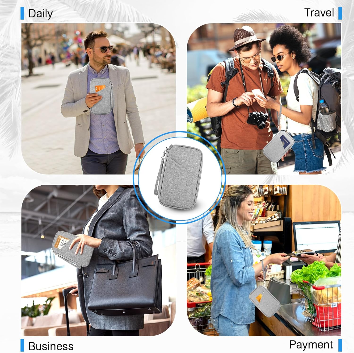 Passport Holder Family, Women Rfid Blocking Passport Wallet, Travel Essentials Premium Wallets, Waterproof Passport Holders Bag for Men Traveling, Travel Document Organizer Credit Cards Case - Image 6