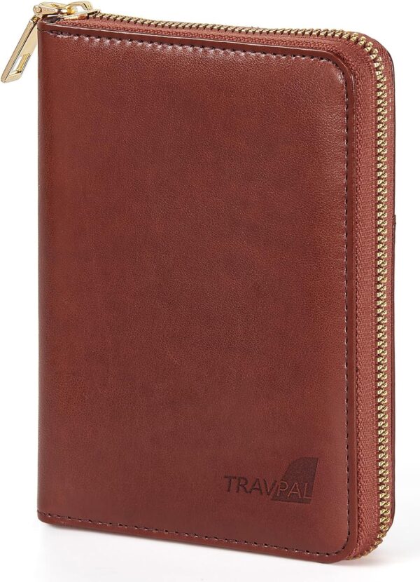 Forvencer Passport Holder Cover with Safe Zipper Closure, Premium Passport Wallet for Travel, Sleek RFID Blocking Card Case, Waterproof Travel Accessories for Men, Brown - Image 9