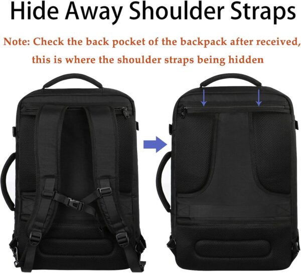 MATEIN Carry on Backpack, Extra Large Travel Backpack Expandable Airplane Approved Weekender Bag for Men and Women, Water Resistant Lightweight Daypack for Flight 40L, Black - Image 5