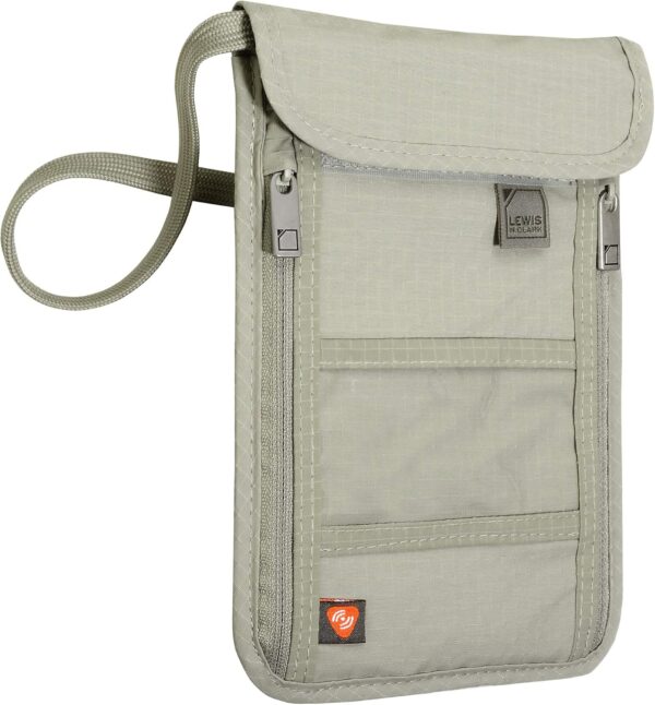 Lewis N. Clark RFID Blocking Stash Neck Wallet, Travel Pouch + Passport Holder for Women & Men, Taupe, One Size - Image 2