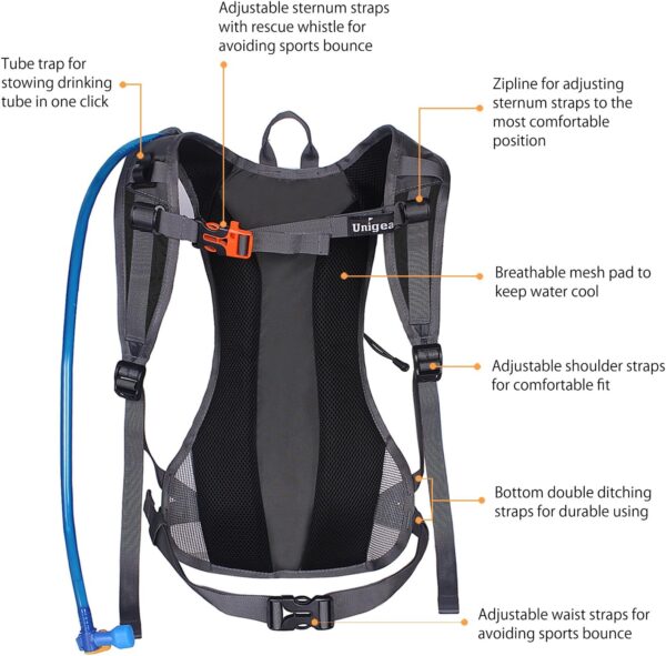 Unigear Hydration Pack Backpack with 70 oz 2L Water Bladder for Running, Hiking, Cycling, Climbing, Camping, Biking - Image 4