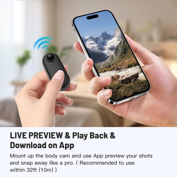 Mini Body Camera, Wearable Action Body Cam, Thumb Size Hands Free Recording Body Worn Camera, Premium Portable Camcorder Mount Anywhere for Pet Walking, Work, Travel (Black, 128GB) - Image 5