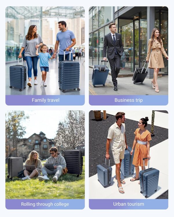 LIGHT FLIGHT Luggage Sets, 3 Piece Durable Suitcase Set with Spinner Wheels, 3 Pcs Hardside Lightweight luggage with TSA Lock, Large Checked Travel Suitcases, 20/24/28 Inch, Royal Blue - Image 9