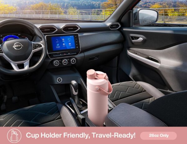 26 oz Insulated Water Bottle with 2-in-1 Straw and Spout Lid, Keep Cold 24H, Leak-Proof, Fits in Car Cup Holder, Stainless Steel Water Bottle for Sports, Travel, and School (Cotton Candy) - Image 5