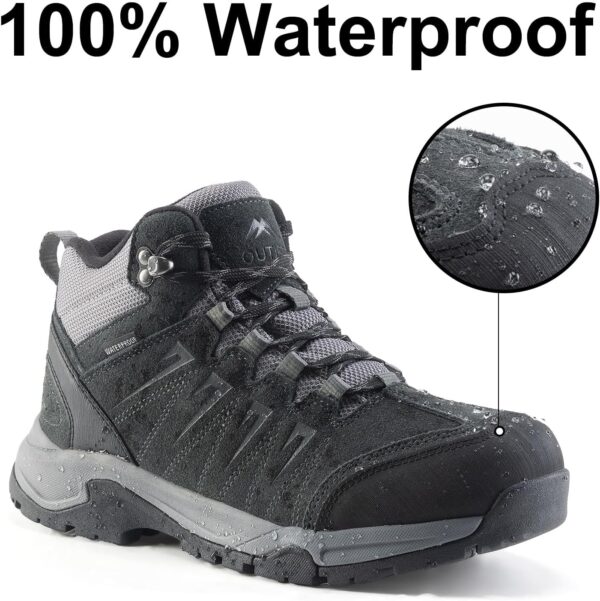 Men's Waterproof Hiking Boots Lightweight Comfortable Leather Mid Ankle Outdoor Trekking Boot - Image 7