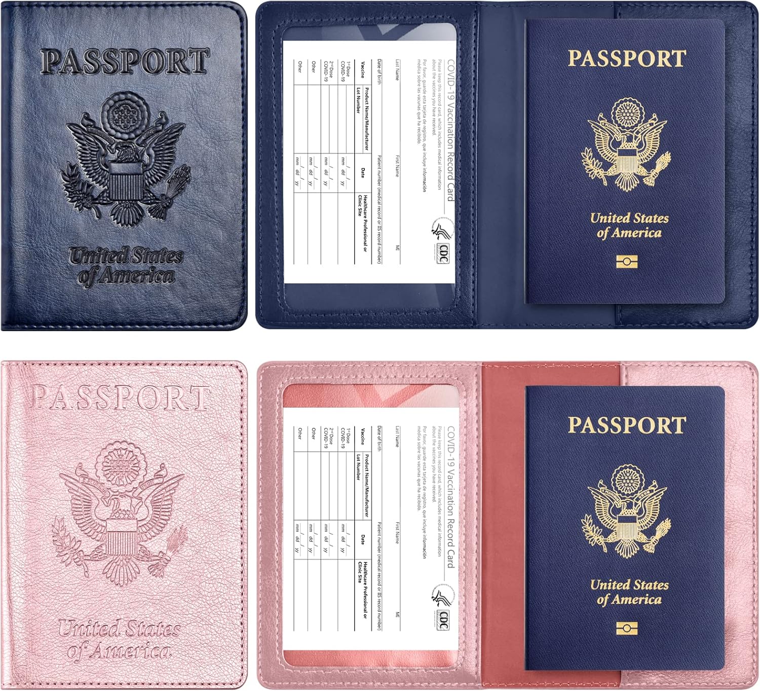 Eoehro 2Pack Passport Holder Wallet Cover Case, Travel Essentials for Women and Men - Image 3