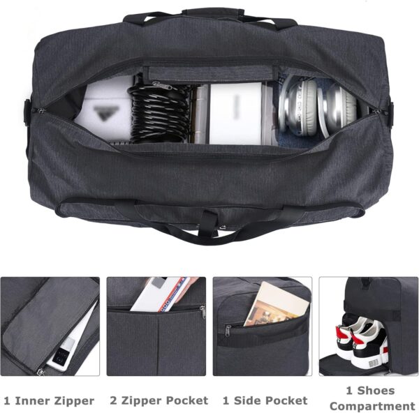 120L Foldable Collapsible Waterproof Travel Duffel Bag for Men and Women with Shoe Compartment - Image 4