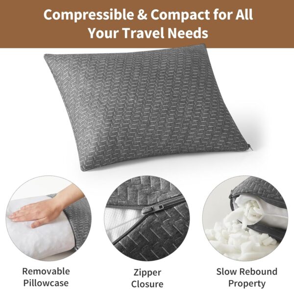 Small Shredded Memory Foam Pillow, Camping Pillow Travel Pillow - Compressible Medium Firm, Breathable Cover, Ideal Backpacking Hiking, Airplane and Car - Image 6