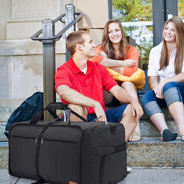 120L Foldable Collapsible Waterproof Travel Duffel Bag for Men and Women with Shoe Compartment - Image 8