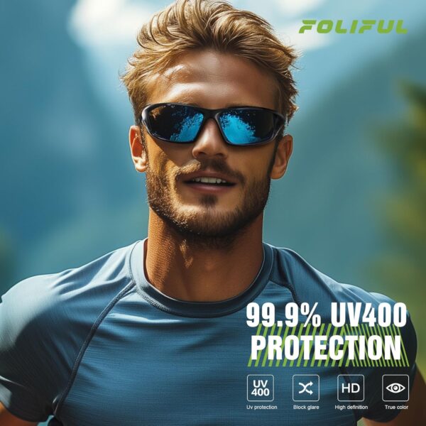 3 Pack Polarized Sports Sunglasses for Men, Mens Sunglasses Wrap Around UV400 Protection for Cycling Fishing Driving - Image 4