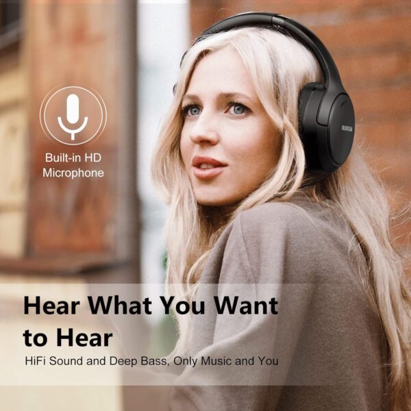 RUNOLIM Hybrid Active Noise Cancelling Headphones, Wireless Over Ear Bluetooth Headphones with Microphone, 70H Playtime, Foldable Headphone with HiFi Audio, Deep Bass for Home Travel Office - Image 8