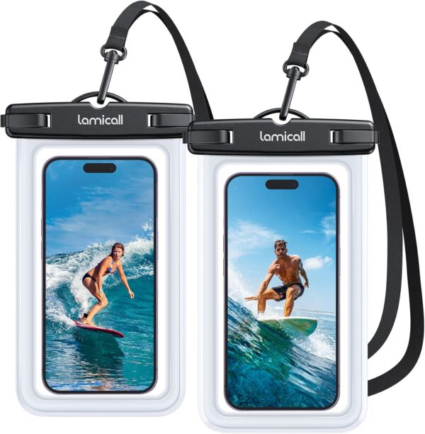 Lamicall Waterproof Phone Pouch Case - [2 Pack][Easy Lock & Heavy Duty] IPX8 Water Proof Cell Phone Dry Bag for Beach, Protector for iPhone 17 16 15 14 13 12 11 Pro Max Plus Air, Galaxy S25 S24, 4-7" - Image 2