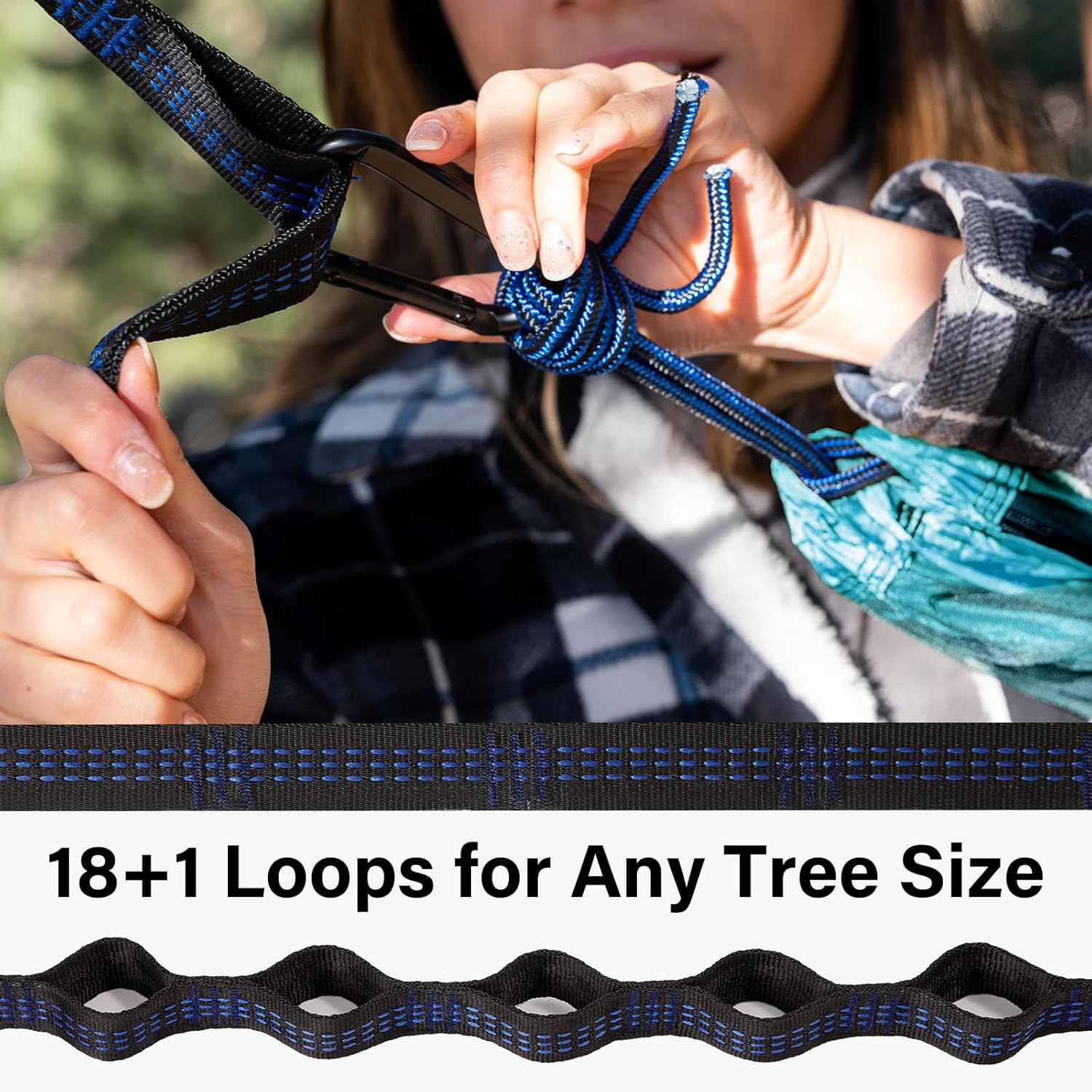 Kootek Camping Hammock, Portable Hammocks with Tree Straps & Attached Carry Bag, Camping Essentials Gear, Perfect for Outside Indoor Hiking Beach Backpack Travel - Image 6