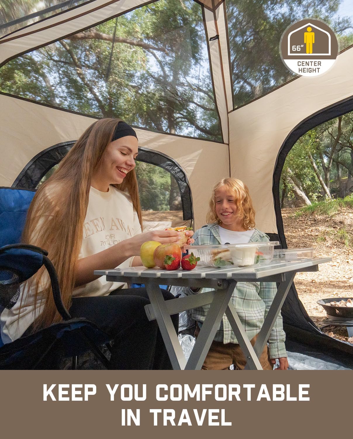 FanttikOutdoor Camping Tent 4/6/8/10 Person Instant Cabin Tent Setup in 60 Seconds with Rainfly & Windproof Portable with Carry Bag for Family Camping & Hiking - Image 6