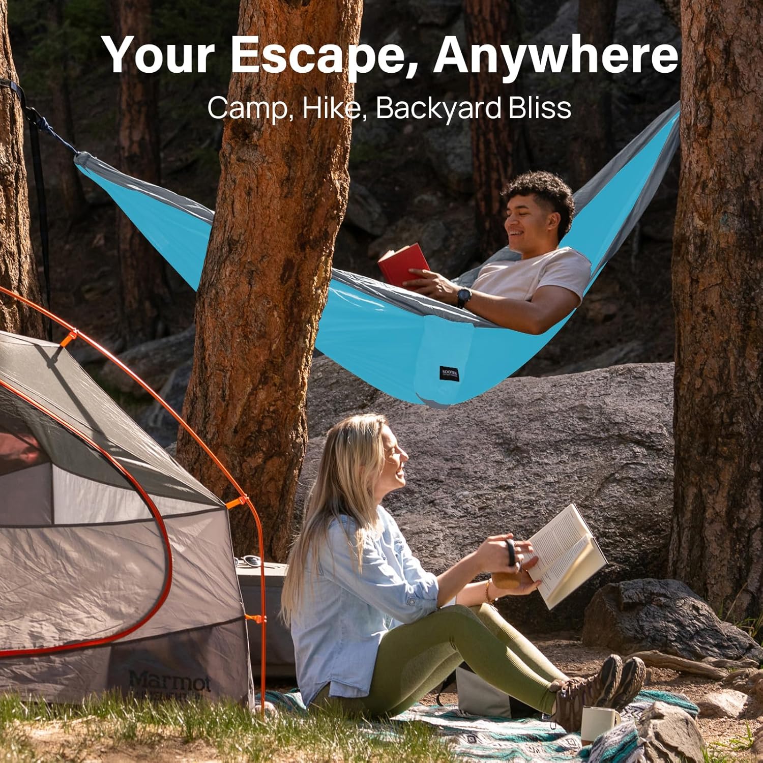 Kootek Camping Hammock, Portable Hammocks with Tree Straps & Attached Carry Bag, Camping Essentials Gear, Perfect for Outside Indoor Hiking Beach Backpack Travel - Image 8
