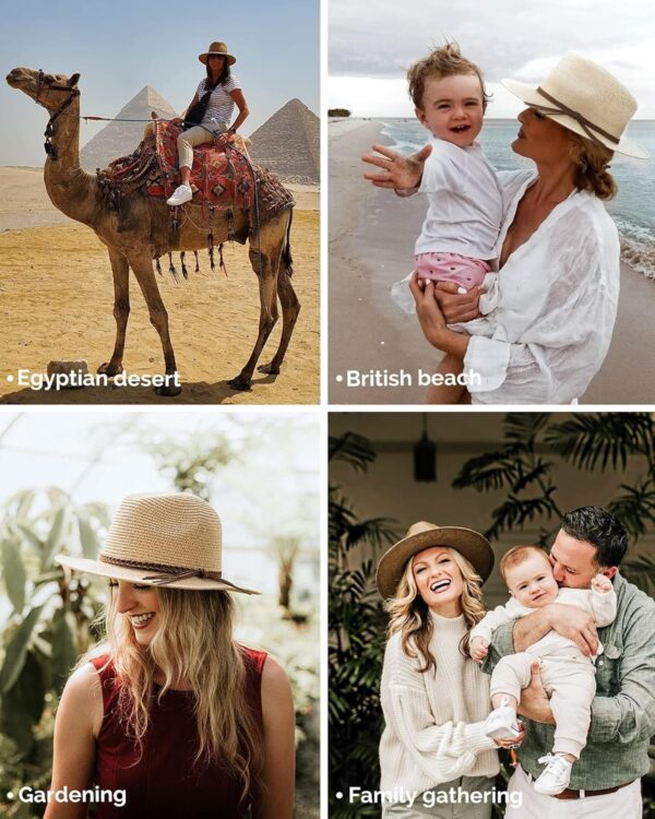 FURTALK Sun Hats for Women Summer Wide Brim UV UPF 80+ Panama Fedora Foldable Packable Straw Beach Hat - Image 6