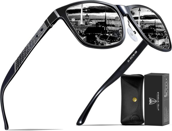 ATTCL Men's Retro Metal Frame Driving Polarized Sunglasses For Men Sun glasses - Image 2