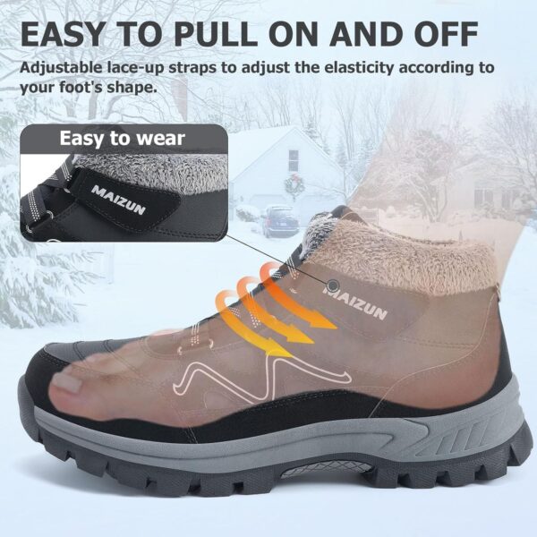 Moodeng Mens Winter Boots Casual Lightweight Snow Boots Warm Fur Lined Hiking Boots Water-Resistant Comfortable Ankle shoes Outdoor Walking - Image 5