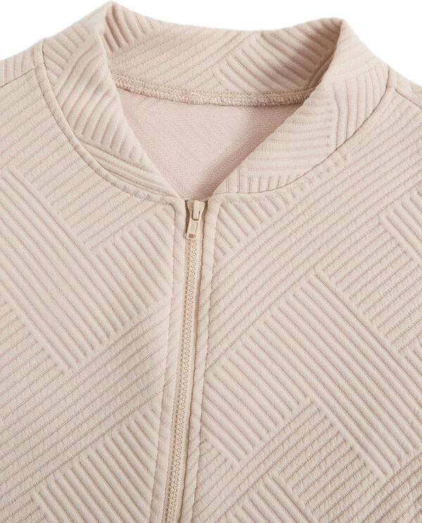 Verdusa Women's Zip Up Textured Lightweight Bomber Jacket Casual Long Sleeve Outerwear - Image 5