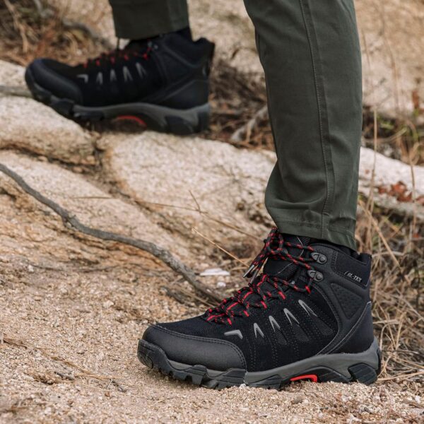 SHULOOK Men's Waterproof Hiking Boots Non-Slip Lightweight Mid Top Ankle Boot Breathable Hiker Trekking Shoes - Image 10
